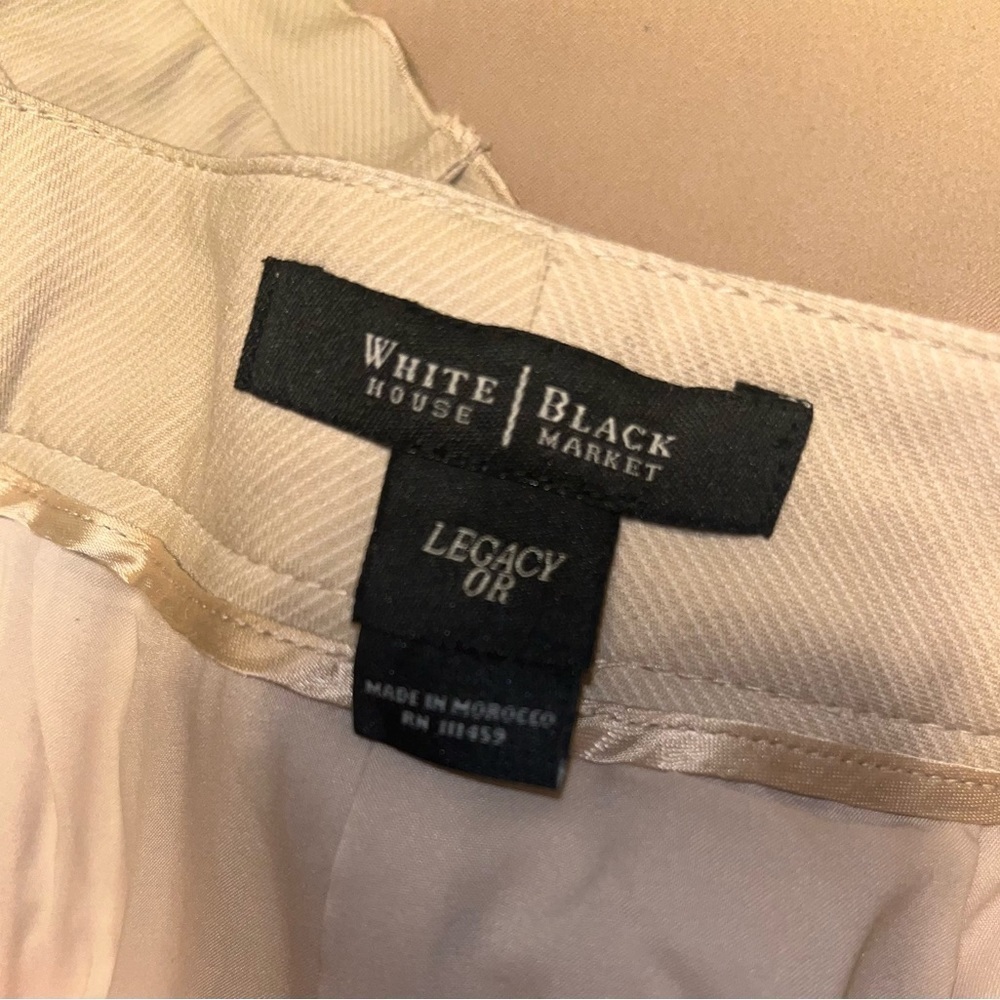 WHITE House Black Market Beige Legacy Pant Suit Ruffle Jacket - Picture 7 of 11